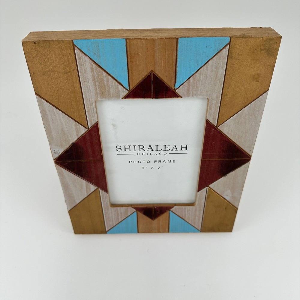 Shiraleah Chicago 5x7 Wood Photo Frame Geometric Starburst Southwestern Decor